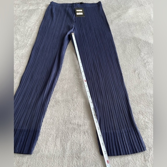 NAVY blue High-Waisted Pleated Trouser size M - Picture 6 of 7